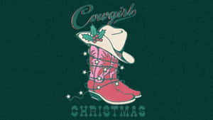 Cowgirl Christmas Boot Design Wallpaper