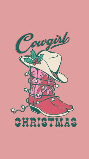 Cowgirl Christmas Boots And Hat Wallpaper