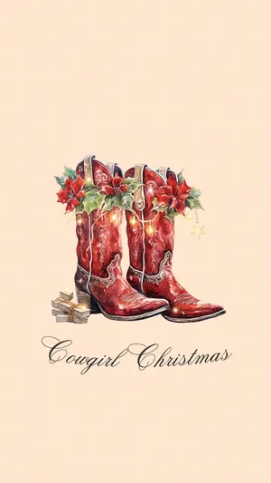 Cowgirl Christmas Boots Wallpaper