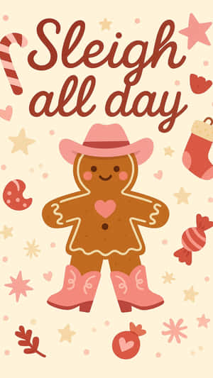 Cowgirl Christmas Gingerbread Design Wallpaper