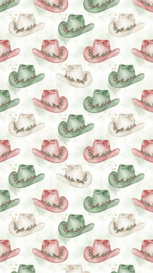 Cowgirl Christmas Hat Pattern Wallpaper