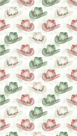 Cowgirl Christmas Hat Pattern Wallpaper