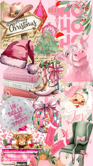 Cowgirl Christmas Holiday Collage Wallpaper