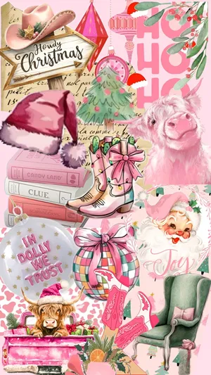 Cowgirl Christmas Holiday Collage Wallpaper