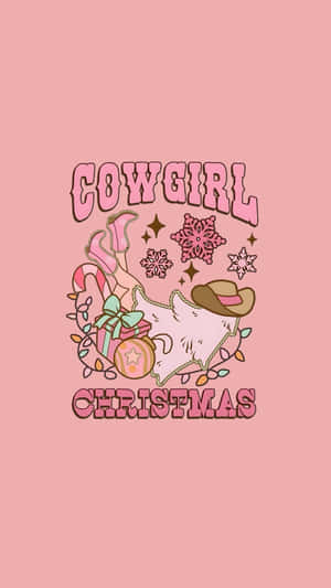 Cowgirl Christmas Holiday Design Wallpaper