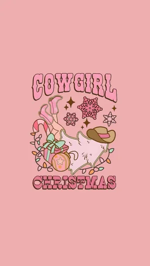 Cowgirl Christmas Holiday Design Wallpaper