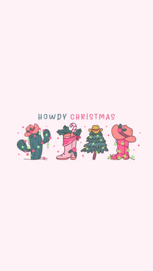 Cowgirl Christmas Holiday Icons Wallpaper