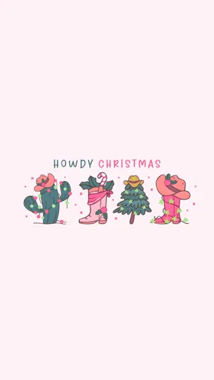 Cowgirl Christmas Holiday Icons Wallpaper