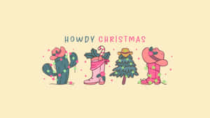 Cowgirl Christmas Holiday Icons Wallpaper