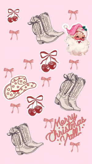 Cowgirl Christmas Holiday Icons Wallpaper