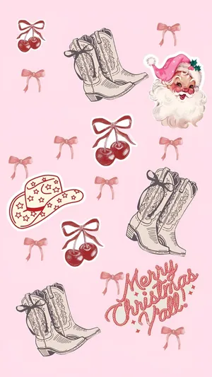 Cowgirl Christmas Holiday Icons Wallpaper