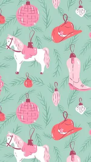 Cowgirl Christmas Ornaments Wallpaper