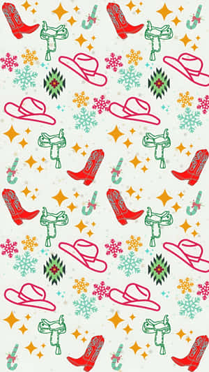 Cowgirl Christmas Pattern Wallpaper