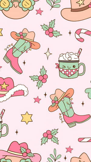 Cowgirl Christmas Pattern Wallpaper