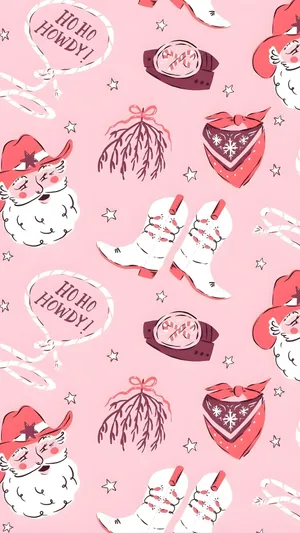 Cowgirl Christmas Pattern Wallpaper