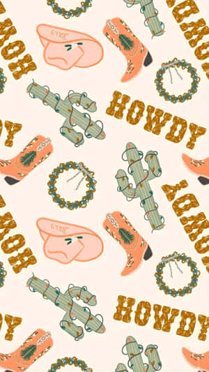 Cowgirl Christmas Pattern Wallpaper
