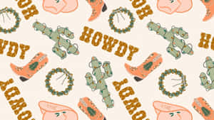 Cowgirl Christmas Pattern Wallpaper