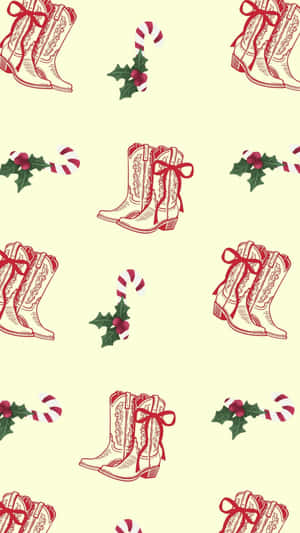Cowgirl Christmas Pattern Wallpaper