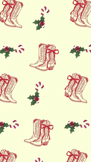 Cowgirl Christmas Pattern Wallpaper