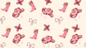 Cowgirl Christmas Pattern Wallpaper