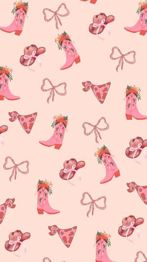 Cowgirl Christmas Pattern Wallpaper