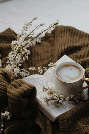 Cozy Academic Aesthetic With Coffee And Book.jpg Wallpaper