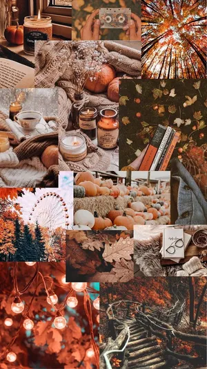 Cozy Autumn Collage_ Brown Aesthetic.jpg Wallpaper