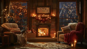 Cozy Autumn Eveningby Fireplace Wallpaper