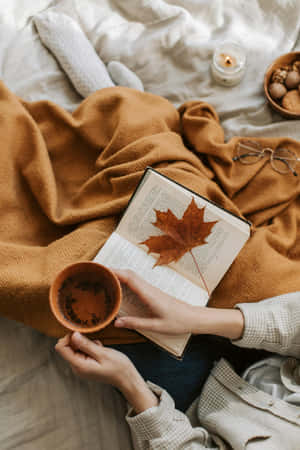 Cozy Autumn Readingwith Tea Wallpaper