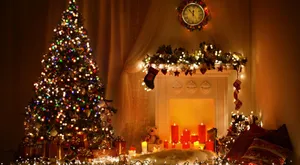 Cozy Christmas Fireplace Decoration.jpg Wallpaper