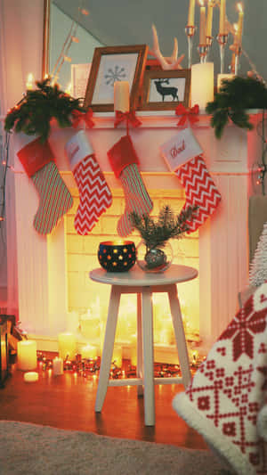 Cozy Christmas Fireplace Decorations.jpg Wallpaper