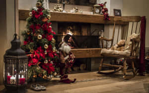 Cozy Christmas Fireplace Scene.jpg Wallpaper