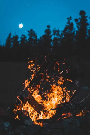 Cozy Fall Bonfire Night Wallpaper