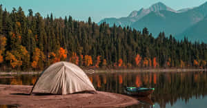Cozy Fall Camping At Scenic Lakeside Campsite Wallpaper
