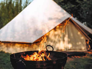 Cozy Fall Camping Scene Wallpaper