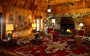 Cozy Fire In A Rustic Fireplace Wallpaper