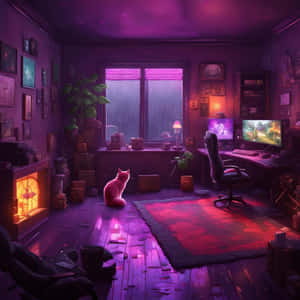 Cozy Gamer Room Rainy Day Ambience Wallpaper