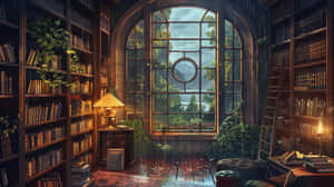 Cozy Home Library Nook Wallpaper