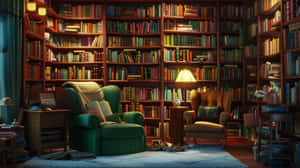 Cozy Home Library Nook Wallpaper