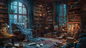 Cozy Home Library Nook Wallpaper