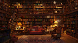 Cozy Home Library Nook Wallpaper