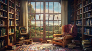 Cozy Reading Nook Sunset Wallpaper