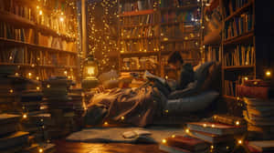 Cozy Reading Nookat Night Wallpaper