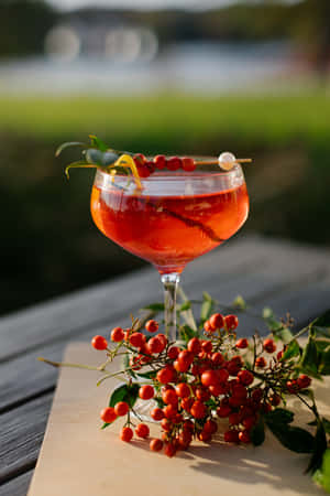 Cozy Winter Drinks By The Fireplace Wallpaper