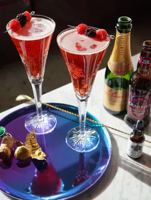 Cozy Winter Drinks By The Fireplace Wallpaper