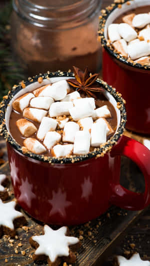 Cozy Winter Hot Chocolate Mugs Wallpaper