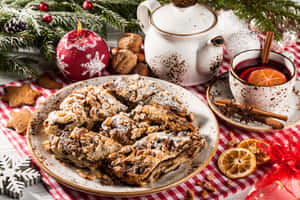 Cozy Winter Meal By The Fireplace Wallpaper