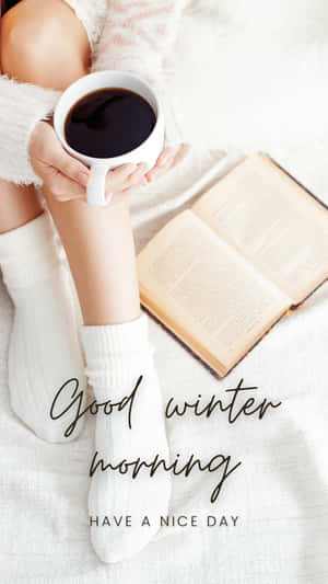 Cozy Winter Morning Coffeeand Reading Wallpaper