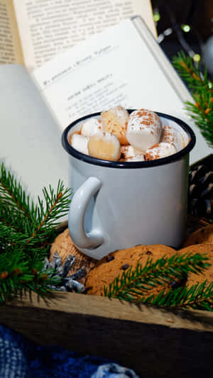 Cozy Winter Readingwith Hot Cocoa Wallpaper