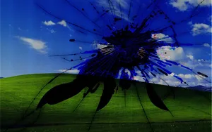 Cracked Computer Screen Bliss Smudges Wallpaper